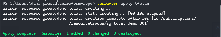 Terraform Apply Output